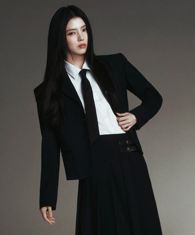 MUSINSA STANDARD WOMAN Women's Silk Slash Cut Tie [Black]