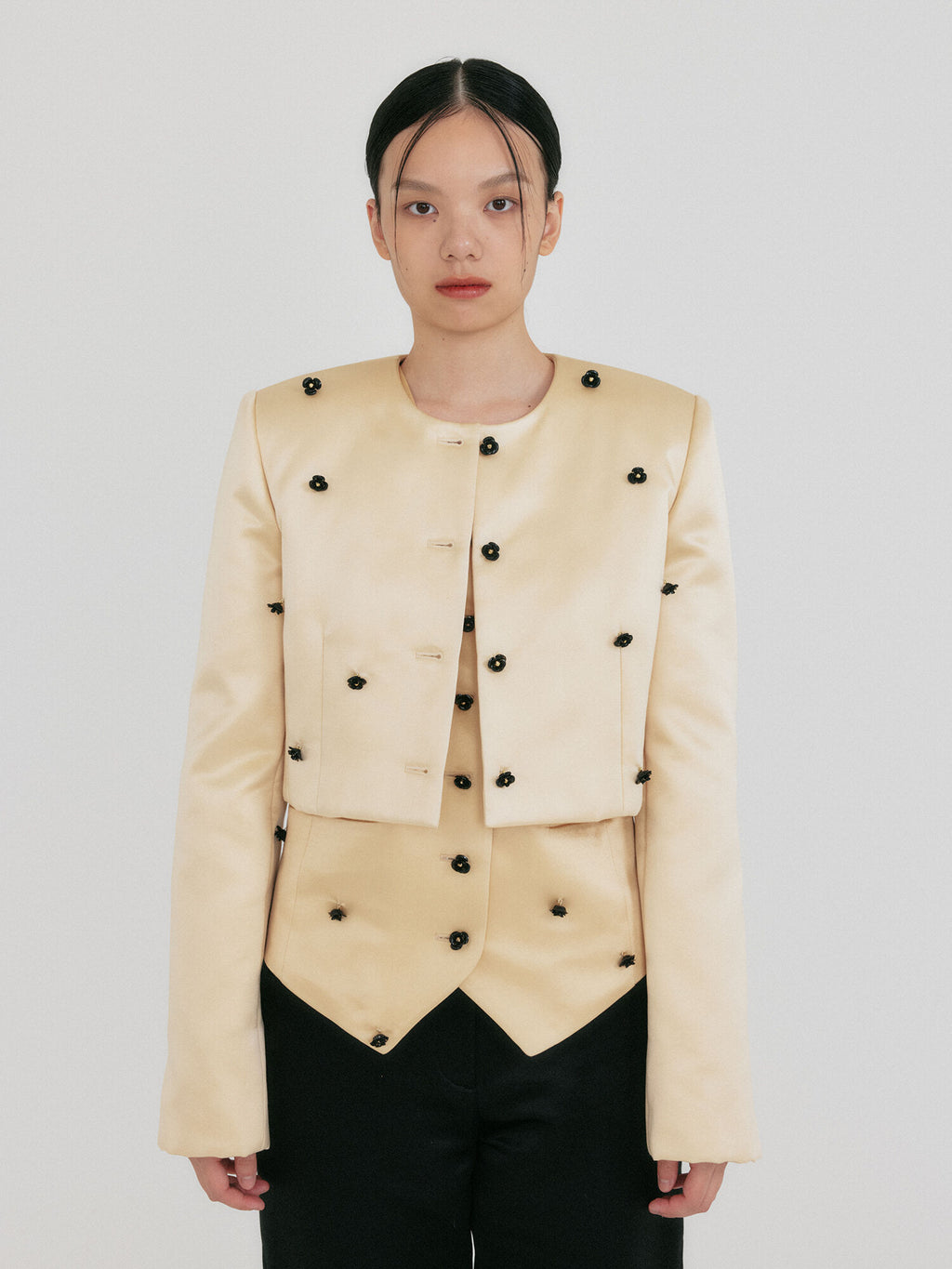 EENK ZROEL Flower Cropped Jacket - Yellow