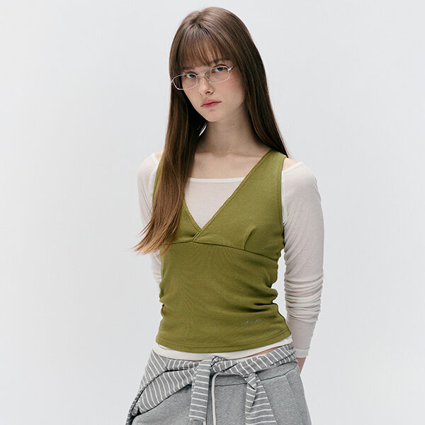 rolarola NUBASIC LAYERED SLEEVELESS SET WH+OL