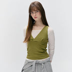 rolarola NUBASIC LAYERED SLEEVELESS SET WH+OL