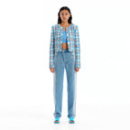 EENK UNEVA Asymmetric Front Denim Pants - Denim Blue