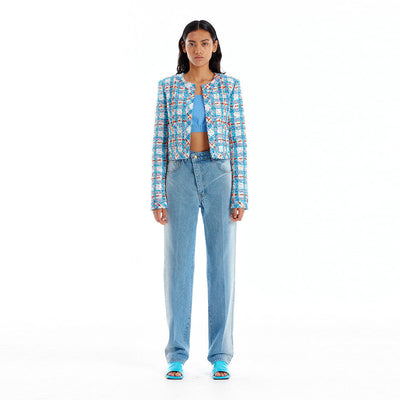 UNEVA Asymmetric Front Denim Pants - Denim Blue