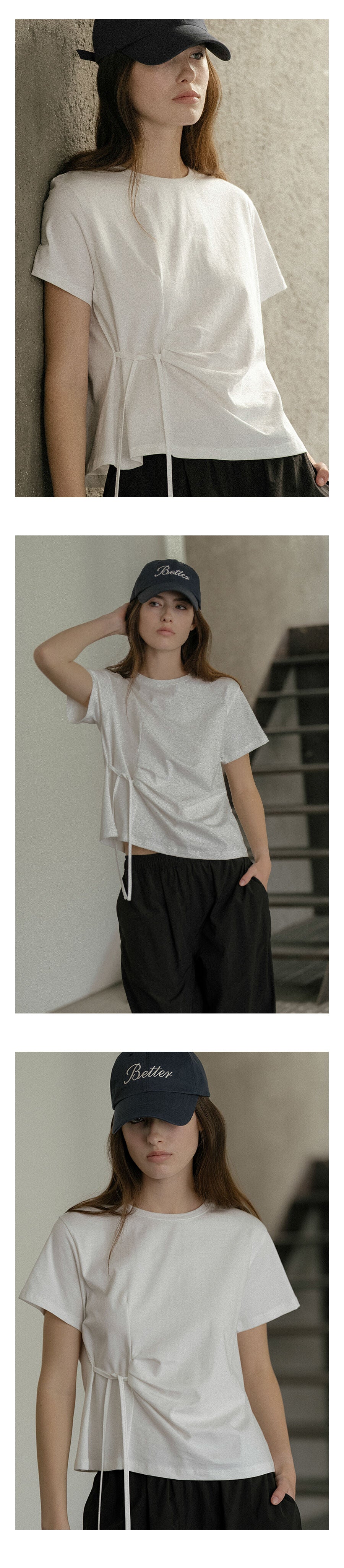 KNOWN BETTER Side tuck strap T-shirt [KNSS03TS08]_Ivory