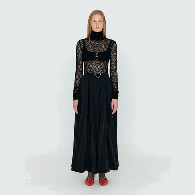 WICOLE Flared Maxi Skirt - Black