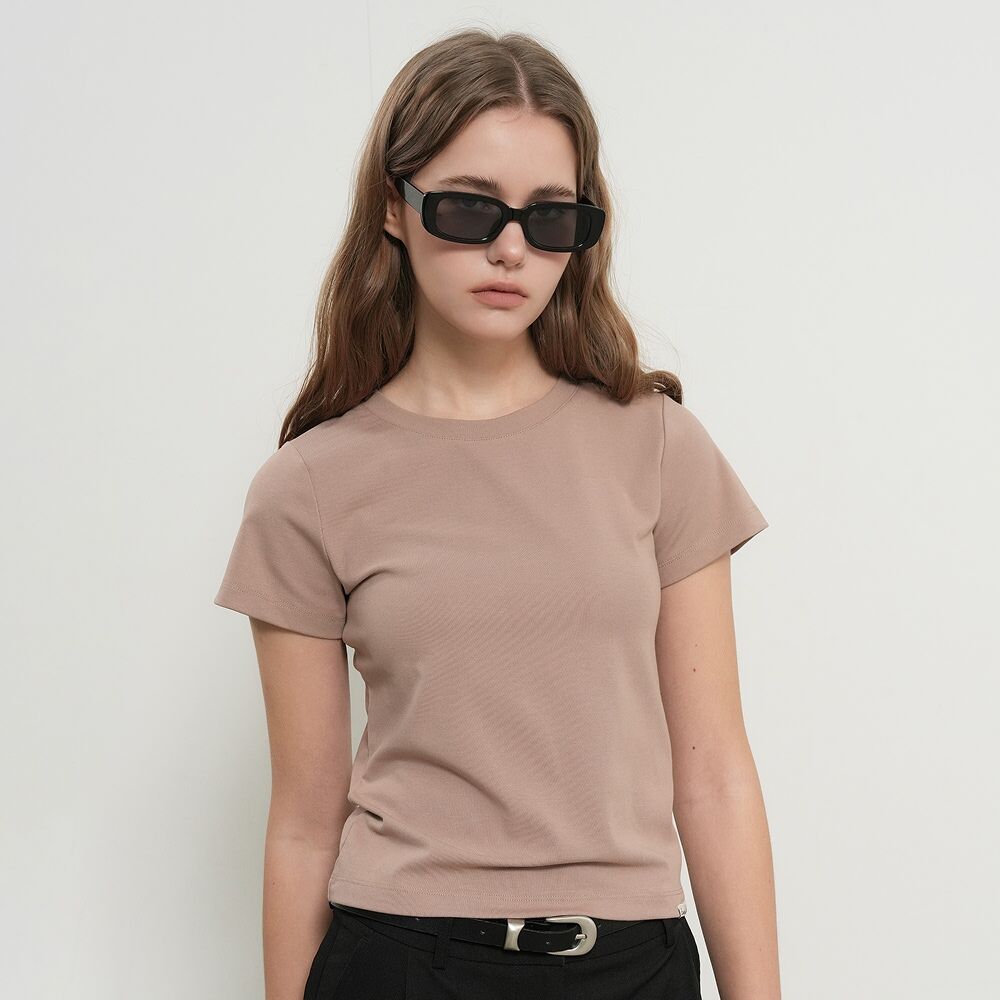 GENERAL IDEA WOMAN Soft Slim Fit T-Shirt [BEIGE] / WBE3L01503