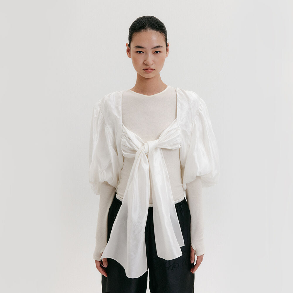 EENK Knotted Puff Bolero - Ivory