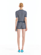 EENK EENK ULTRIX Gingham Knit Shorts - Ivory/Navy