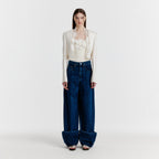 EENK YICO Turn-up Wide Denim Pants - Blue