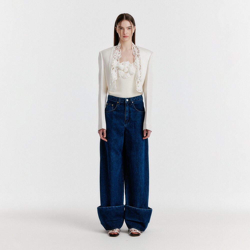 EENK YICO Turn-up Wide Denim Pants - Blue