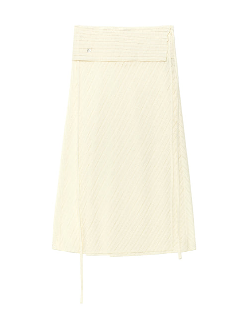 MATIN KIM MATIN KIM FOLDOVER LAYERED MAXI WRAP SKIRT in Ivory