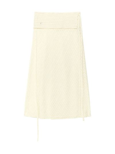MATIN KIM FOLDOVER LAYERED MAXI WRAP SKIRT in Ivory