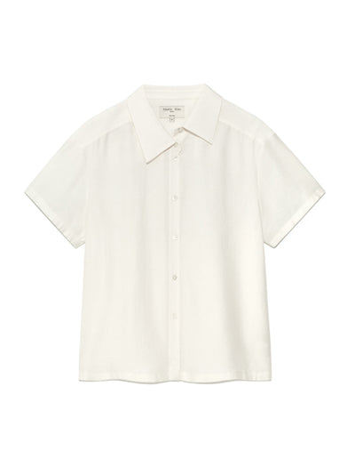 MATIN KIM Unbalance Collar Half Shirt