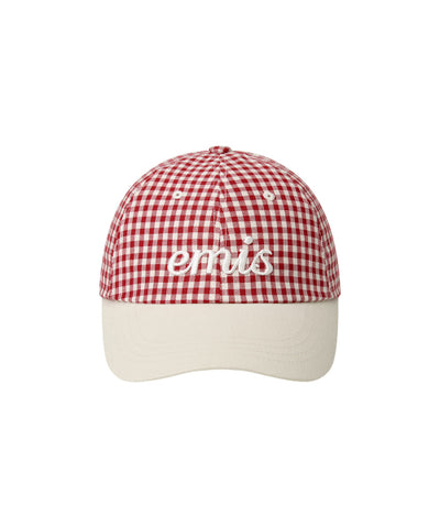 EMIS GINGHAM CHECK BALL CAP-RED