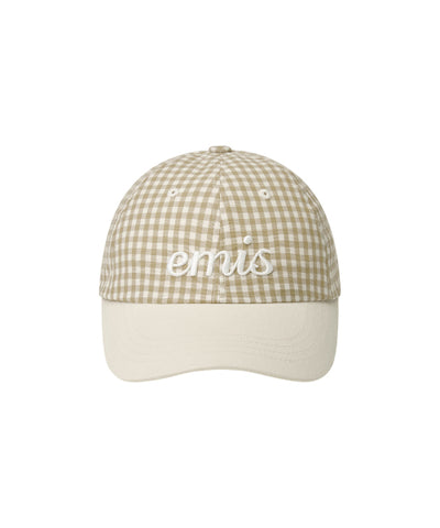 EMIS Gingham Check Ball Cap - Beige