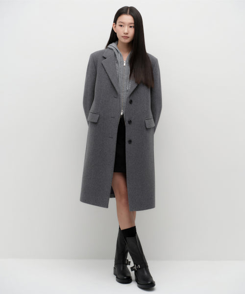 MUSINSA STANDARD WOMAN MUSINSA STANDARD WOMAN Cashmere Blend Chesterfield Coat [Medium Gray]
