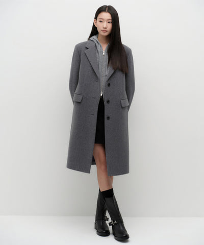 MUSINSA STANDARD WOMAN Cashmere Blend Chesterfield Coat [Medium Gray]