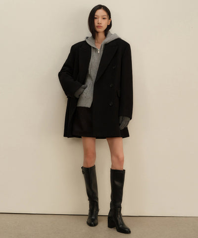 MUSINSA STANDARD WOMAN Coat Women's Wool Blend Over Shoulder Double Half Coat