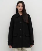 MUSINSA STANDARD WOMAN MUSINSA STANDARD WOMAN Coat Half Balmacan [Black]