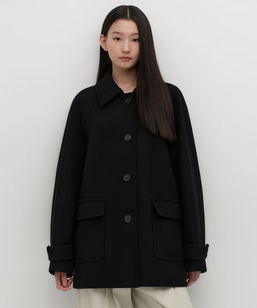 MUSINSA STANDARD WOMAN MUSINSA STANDARD WOMAN Coat Half Balmacan [Black]