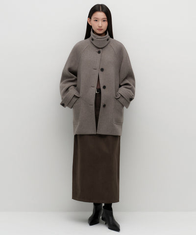 MUSINSA STANDARD WOMAN Coat Half Balmacan [Taupe]