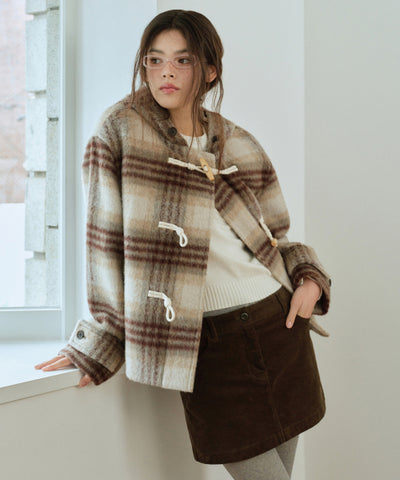 MUSINSA STANDARD WOMAN Coat Women's Alpaca Blend Check Short Duffel Coat