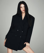 MUSINSA STANDARD WOMAN MUSINSA STANDARD WOMAN Women's Double Breasted Long Blazer [Black]