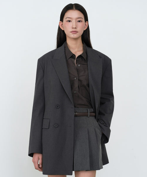 MUSINSA STANDARD WOMAN MUSINSA STANDARD WOMAN Women's Double Breasted Long Blazer Gray