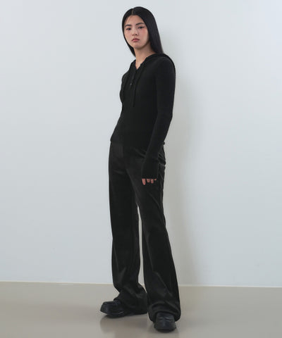 MUSINSA STANDARD WOMAN Women's Velor Corduroy Flare Banding Pants (Black)