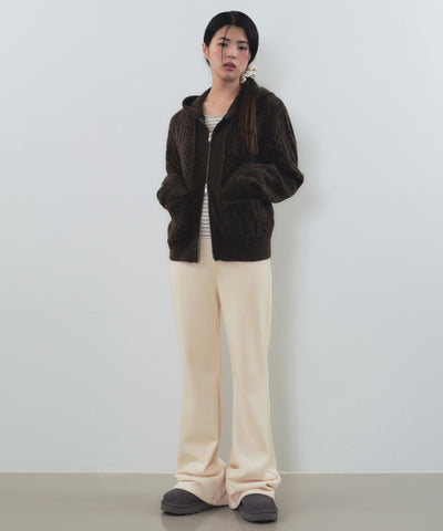 MUSINSA STANDARD WOMAN Women's Velor Corduroy Flare Banding Pants [Cream Beige]