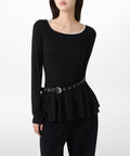 MUSINSA STANDARD WOMAN MUSINSA STANDARD WOMAN T-Shirt Slim Flare Long Sleeve [Black]