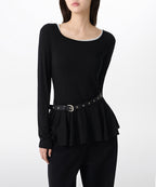 MUSINSA STANDARD WOMAN MUSINSA STANDARD WOMAN T-Shirt Slim Flare Long Sleeve [Black]