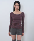 MUSINSA STANDARD WOMAN MUSINSA STANDARD WOMAN T-Shirt Slim Long Sleeve [Burgundy]