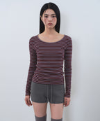 MUSINSA STANDARD WOMAN MUSINSA STANDARD WOMAN T-Shirt Slim Long Sleeve [Burgundy]
