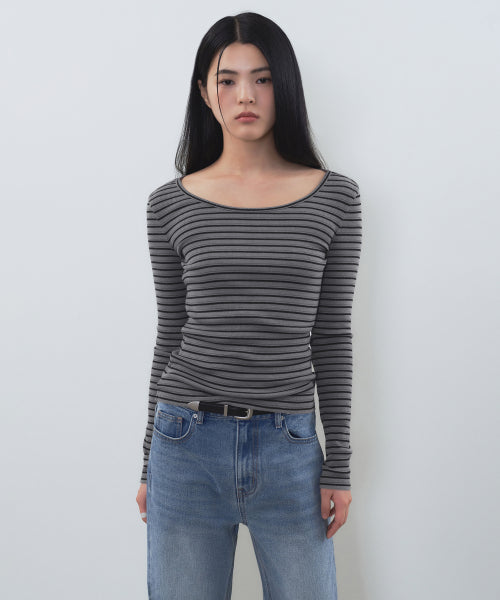 MUSINSA STANDARD WOMAN MUSINSA STANDARD WOMAN T-Shirt Slim Long Sleeve [Charcoal Gray]