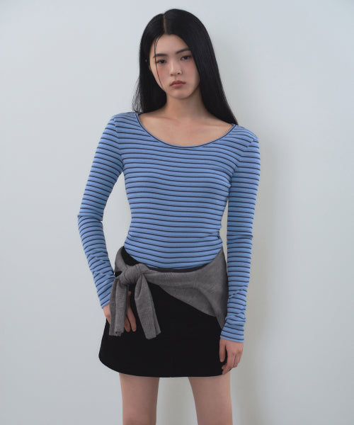 MUSINSA STANDARD WOMAN MUSINSA STANDARD WOMAN T-Shirt Slim Fit [Blue]