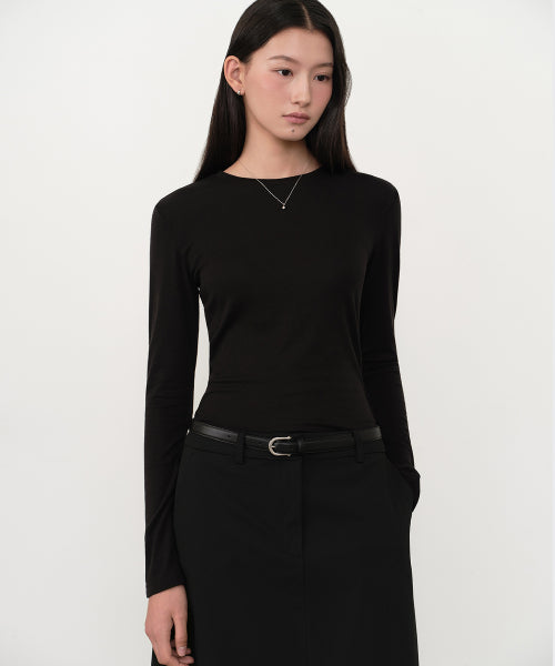 MUSINSA STANDARD WOMAN MUSINSA STANDARD WOMAN T-Shirt Slim Long Sleeve [Black]