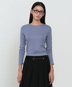 MUSINSA STANDARD WOMAN MUSINSA STANDARD WOMAN T-Shirt Slim Long Sleeve [Cloudy Blue]