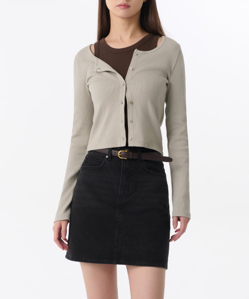 MUSINSA STANDARD WOMAN MUSINSA STANDARD WOMAN Cardigan Slim Scoop Neck [Sage]