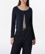 MUSINSA STANDARD WOMAN MUSINSA STANDARD WOMAN Cardigan Slim Scoop Neck [Navy]