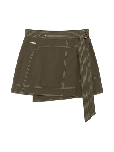 MATIN KIM STITCH POINT BELTED WRAP SKIRT