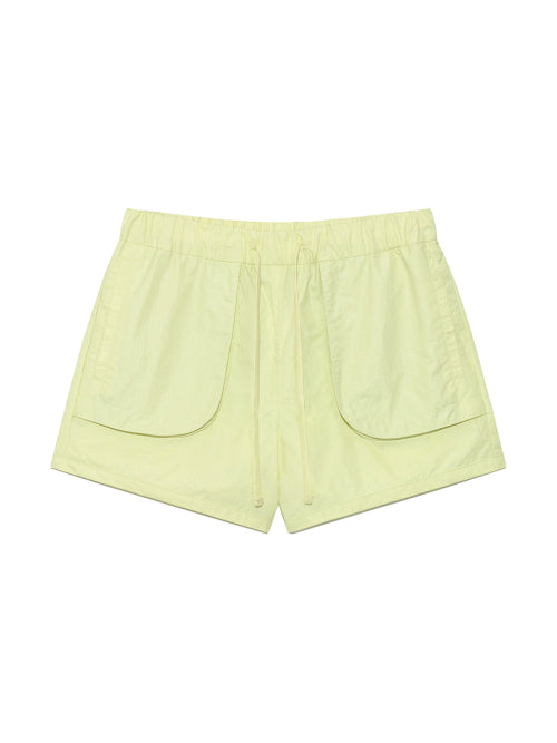 MATIN KIM MATIN KIM Out Pocket Nylon Banding Shorts in Lime
