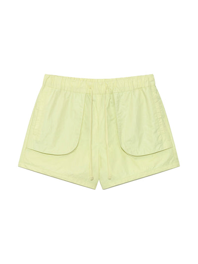 MATIN KIM Out Pocket Nylon Banding Shorts in Lime