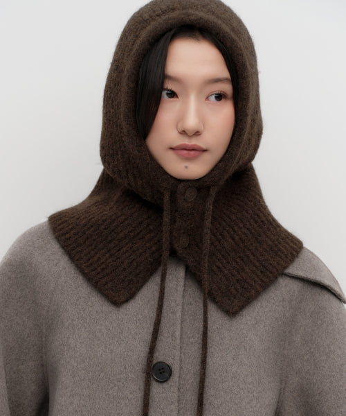 MUSINSA STANDARD WOMAN MUSINSA STANDARD WOMAN Women's String Button Knit Balaclava [Brown]