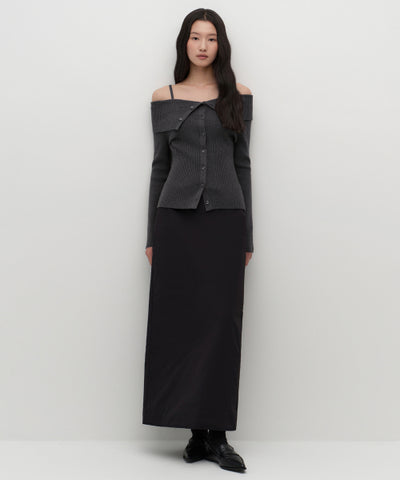 MUSINSA STANDARD WOMAN Women's Padded Maxi Skirt [Black]