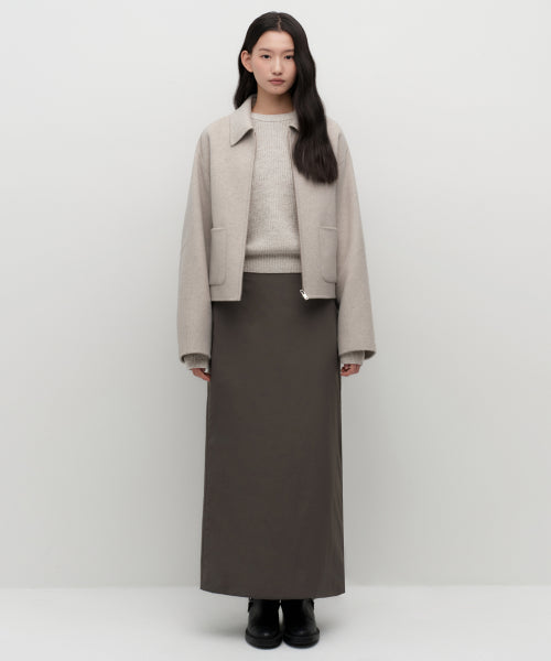 MUSINSA STANDARD WOMAN MUSINSA STANDARD WOMAN Padded Maxi Skirt Mud Gray