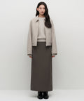 MUSINSA STANDARD WOMAN MUSINSA STANDARD WOMAN Padded Maxi Skirt Mud Gray