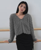 MUSINSA STANDARD WOMAN MUSINSA STANDARD WOMAN Women's Rhombus Fuzzy Cardigan [Medium Gray]