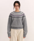 MUSINSA STANDARD WOMAN MUSINSA STANDARD WOMAN Women's York Fair Isle Crew Neck Knit [Gray]