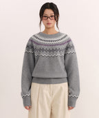 MUSINSA STANDARD WOMAN MUSINSA STANDARD WOMAN Women's York Fair Isle Crew Neck Knit [Gray]
