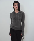 MUSINSA STANDARD WOMAN MUSINSA STANDARD WOMAN Women's Soft Boucle Slim Hooded Knit Medium Gray